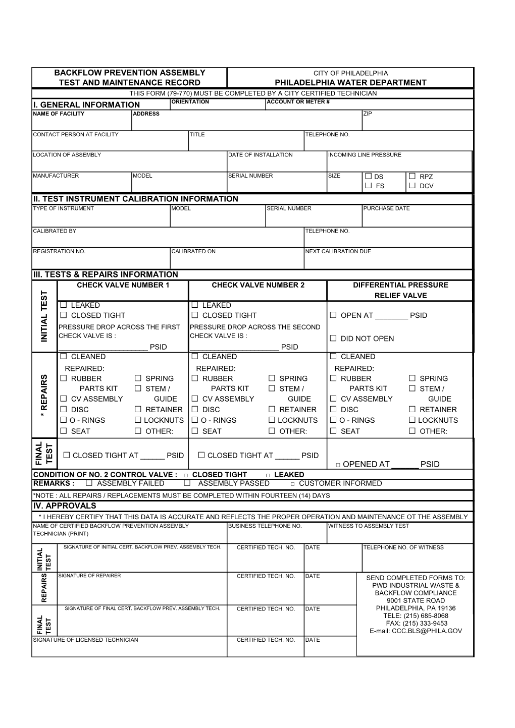 BFP Test Form