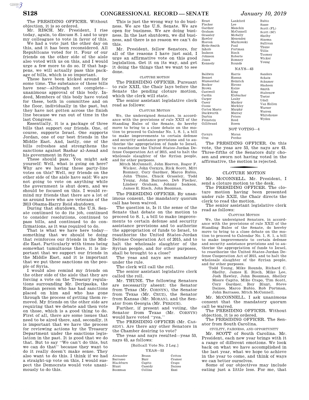 Congressional Record—Senate S128