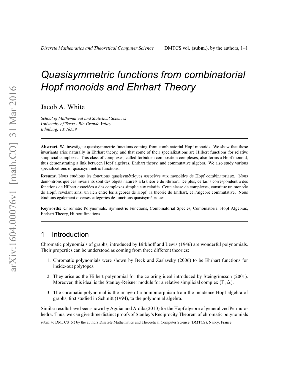 Quasisymmetric Functions from Combinatorial Hopf Monoids And