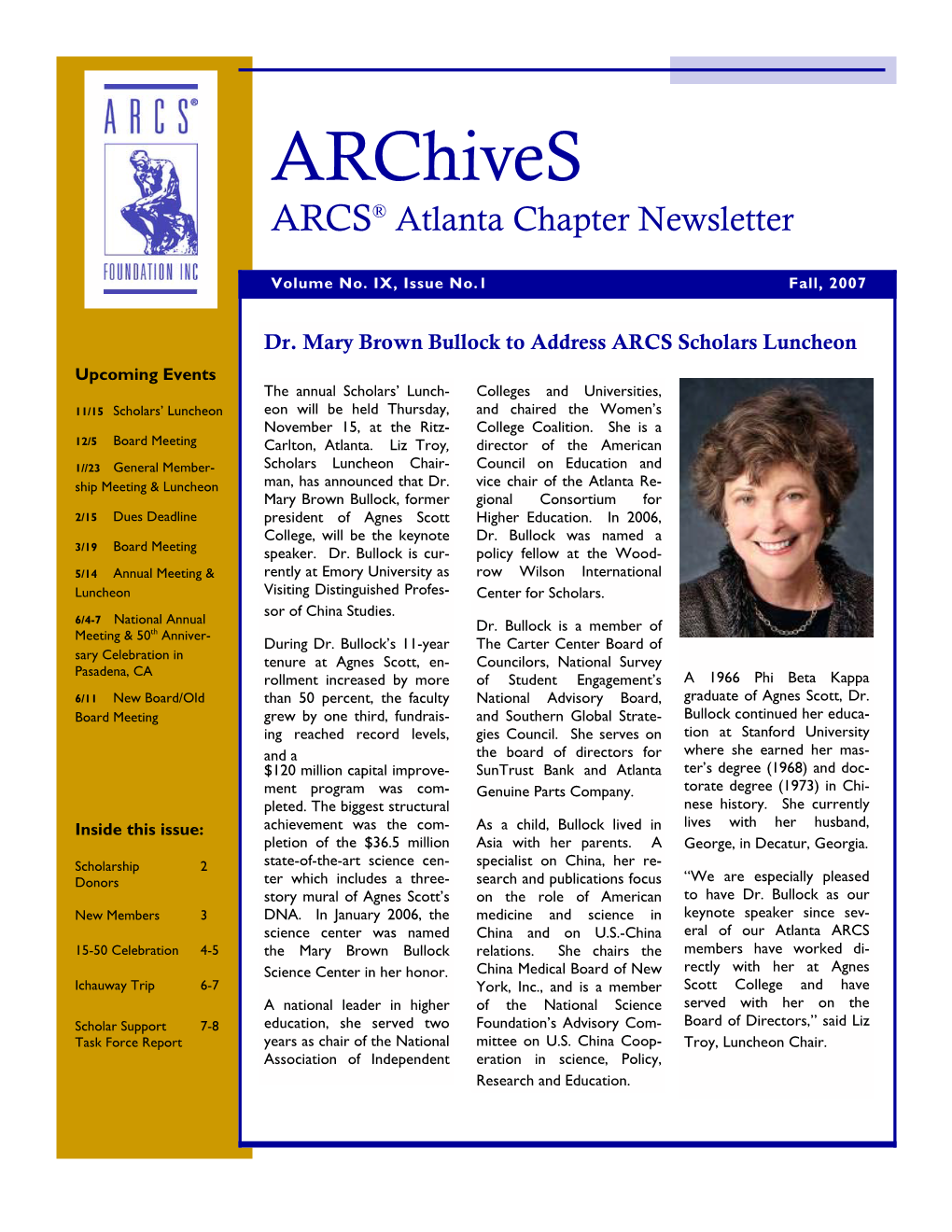 Archives ARCS® Atlanta Chapter Newsletter