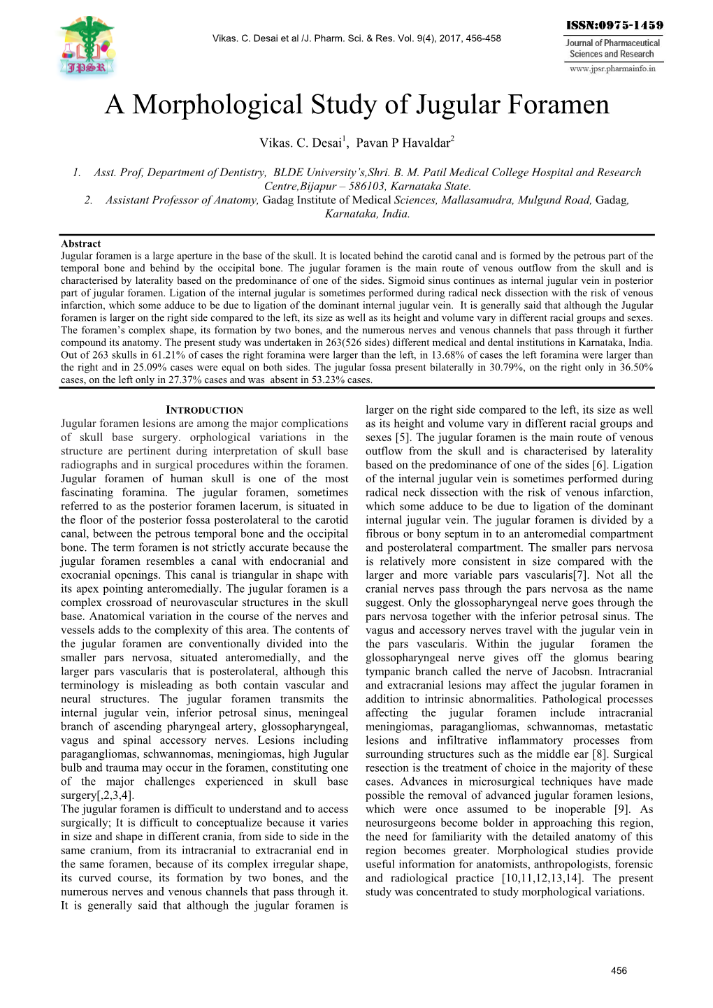 A Morphological Study of Jugular Foramen