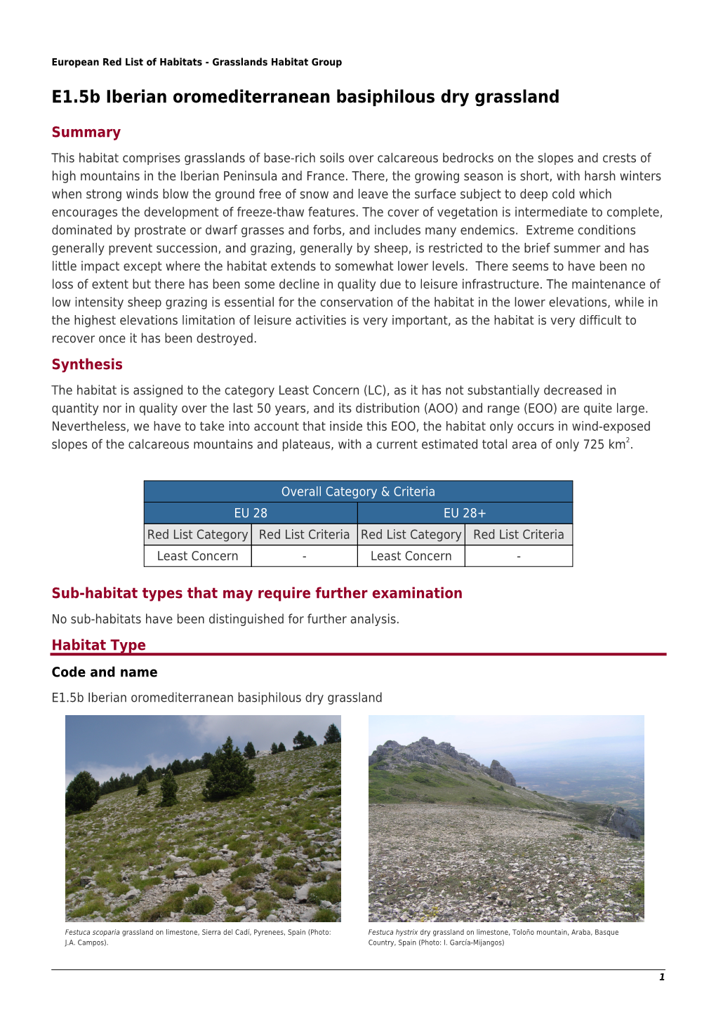 E1.5B Iberian Oromediterranean Basiphilous Dry Grassland
