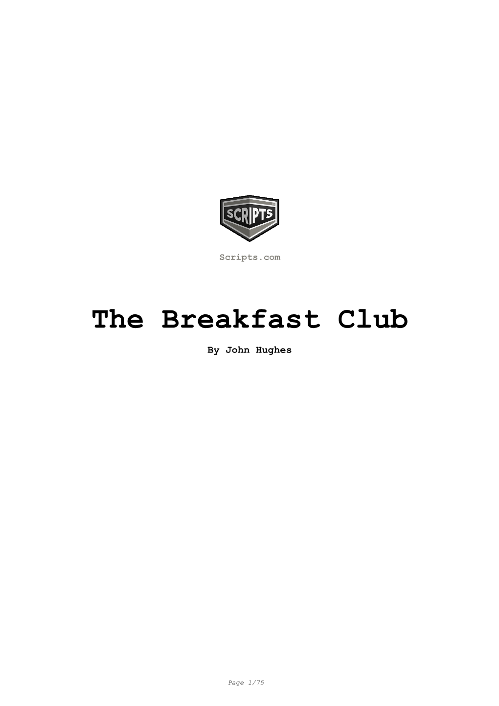 The Breakfast Club Movie Script in PDF Format