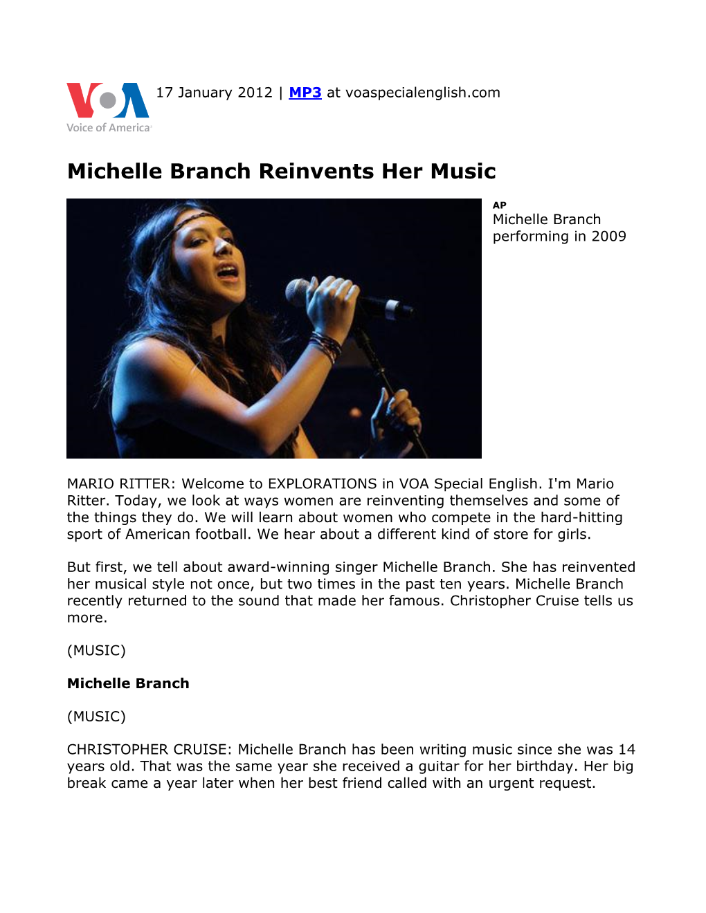 Michelle Branch Reinvents Her Music
