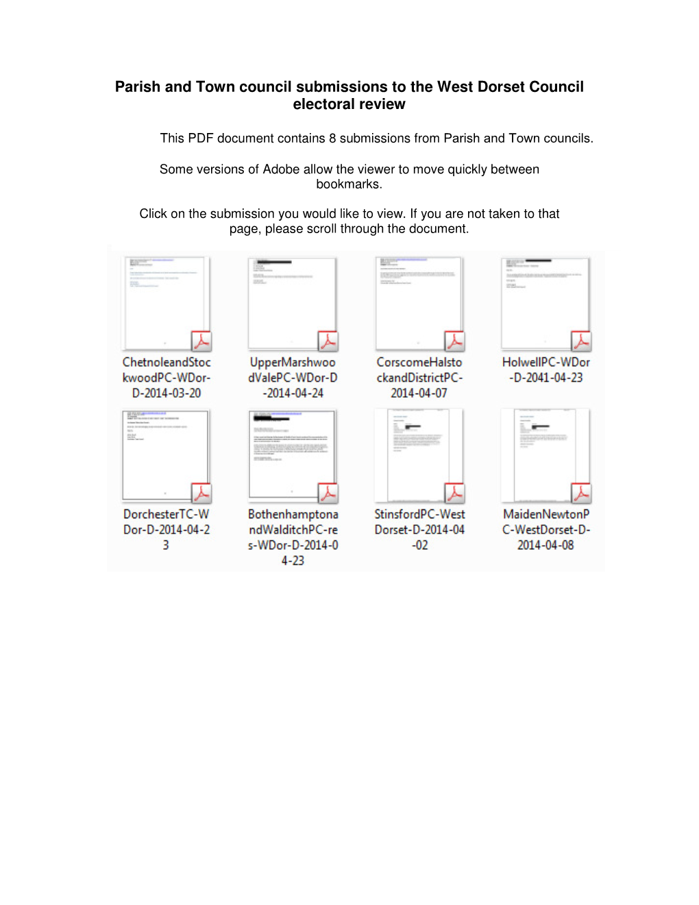 Parish and Town Council Submissions to the West Dorset Council Electoral Review