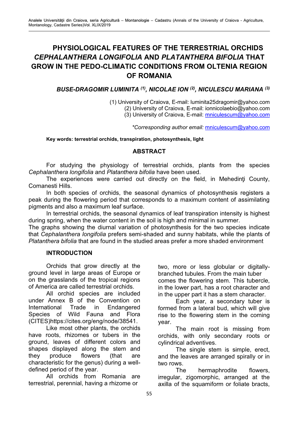 Physiological Features of the Terrestrial Orchids