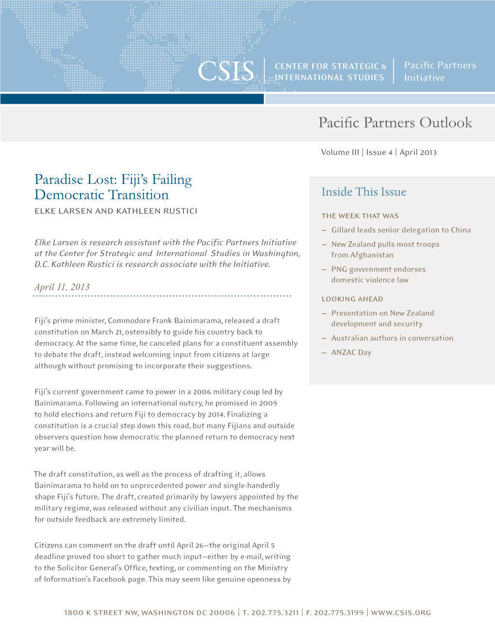 Pacific Partners Outlook