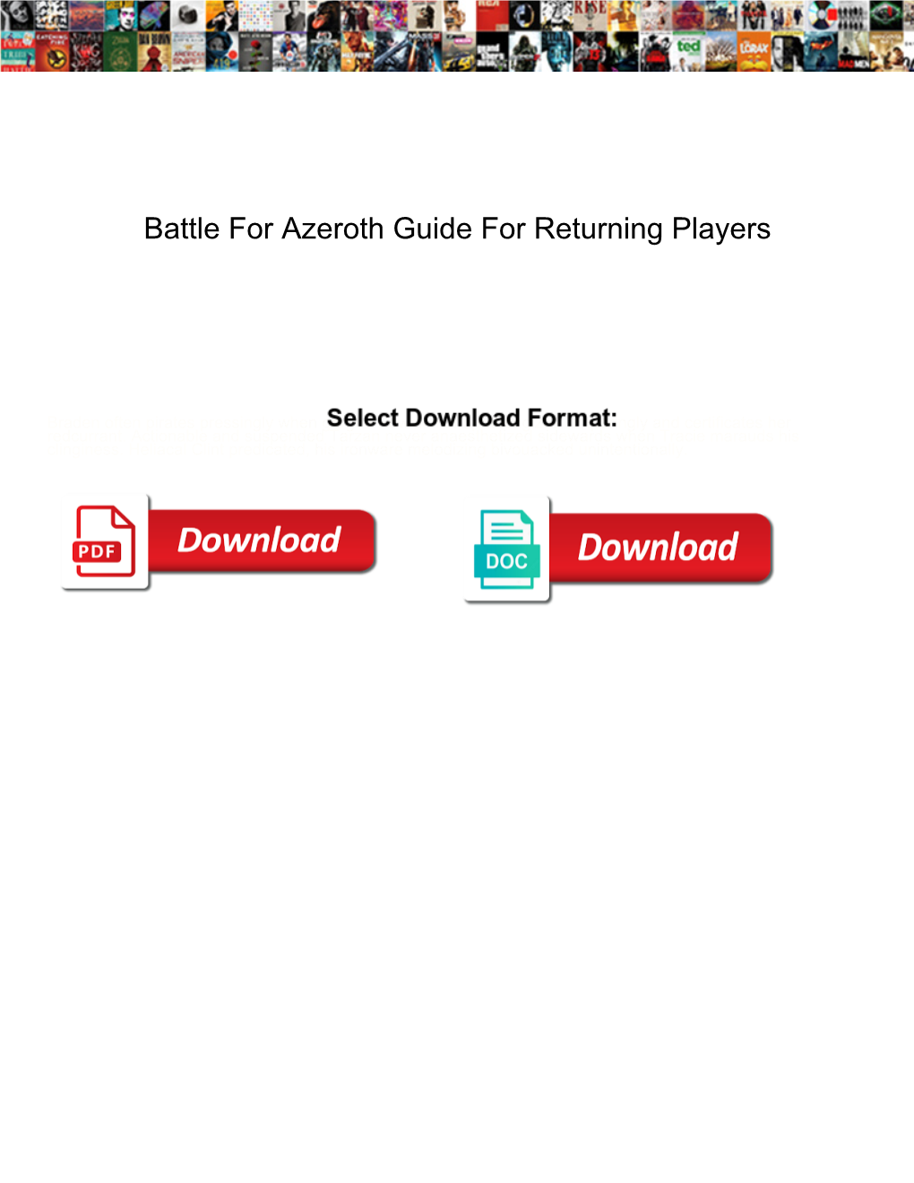 Battle for Azeroth Guide for Returning Players