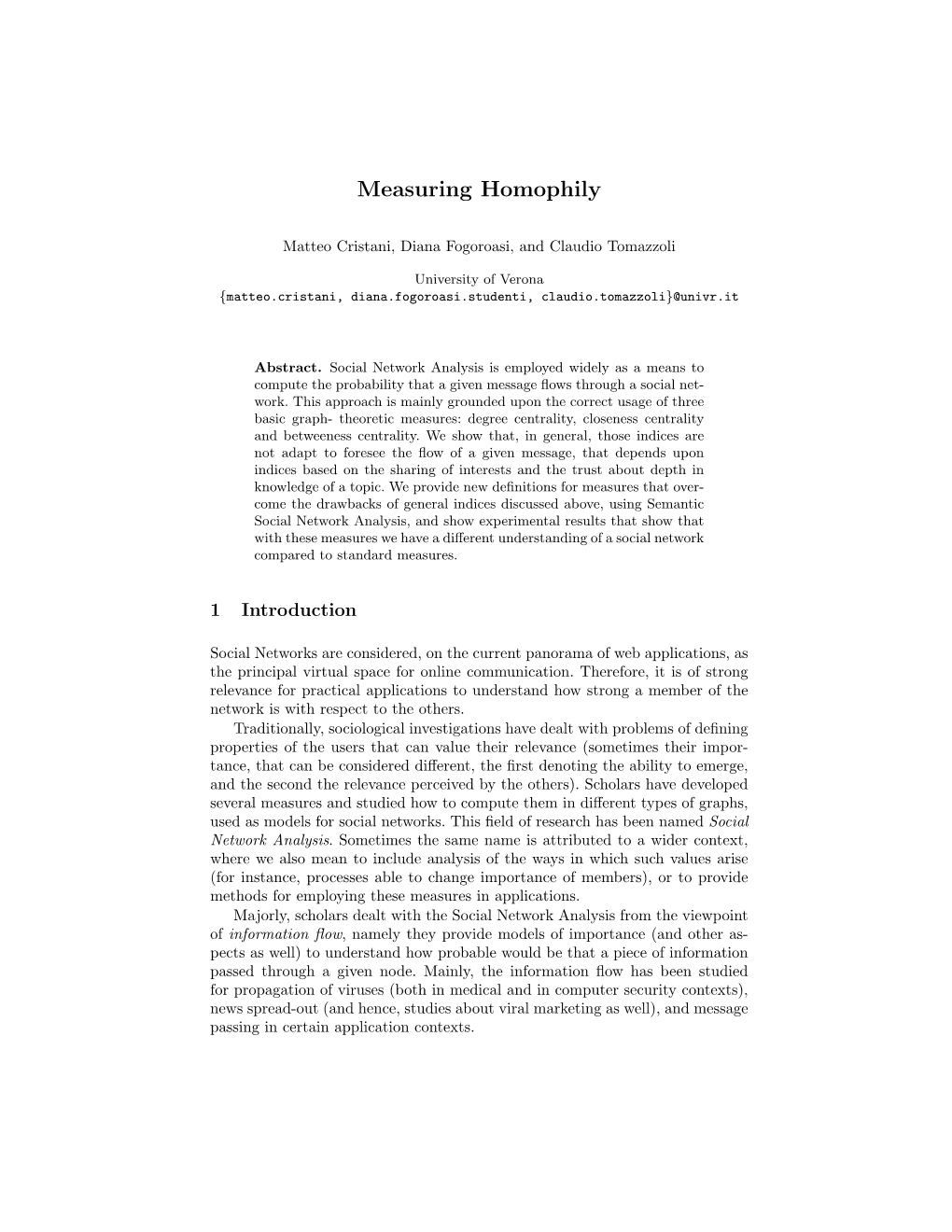 Measuring Homophily