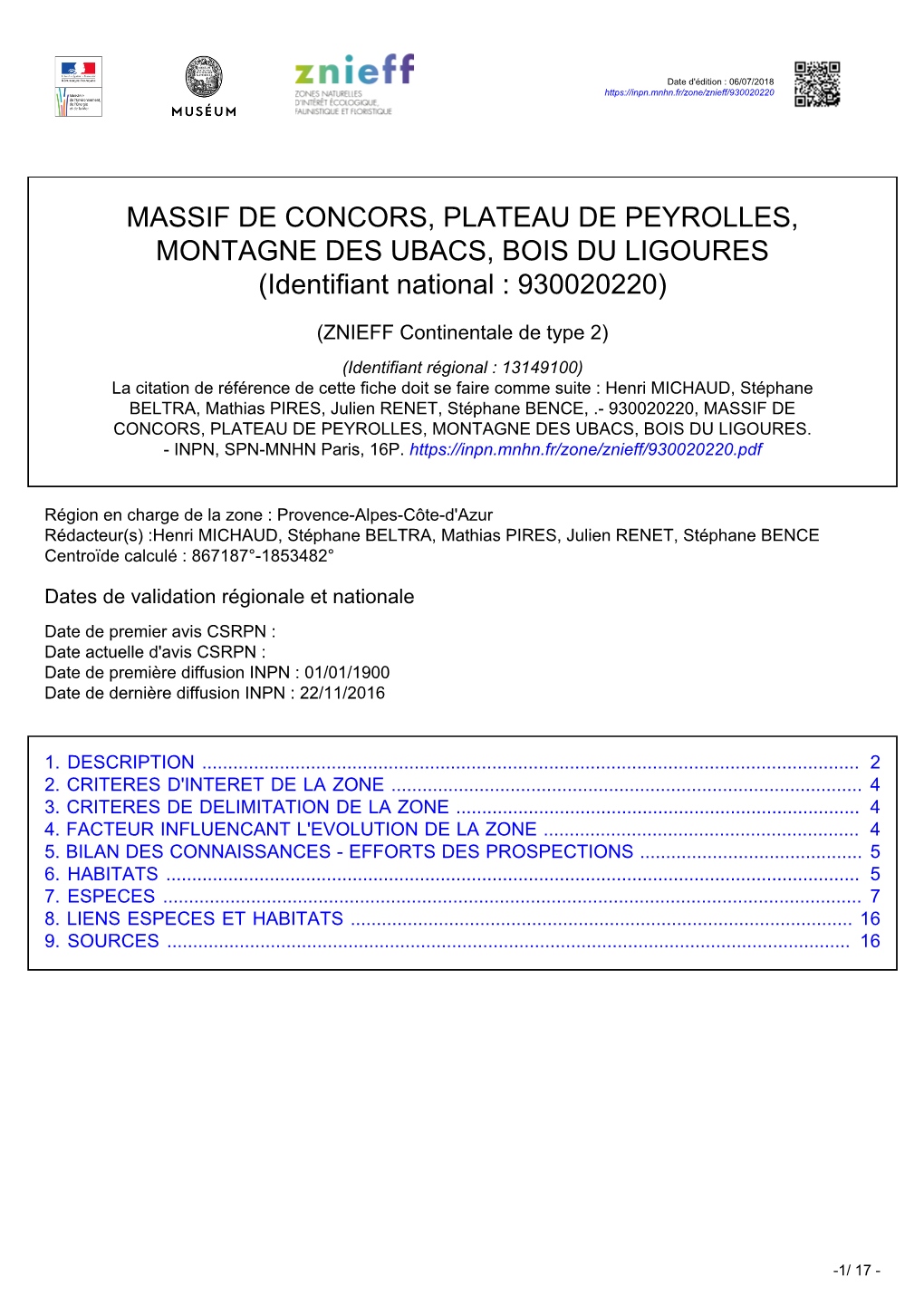 MASSIF DE CONCORS, PLATEAU DE PEYROLLES, MONTAGNE DES UBACS, BOIS DU LIGOURES (Identifiant National : 930020220)