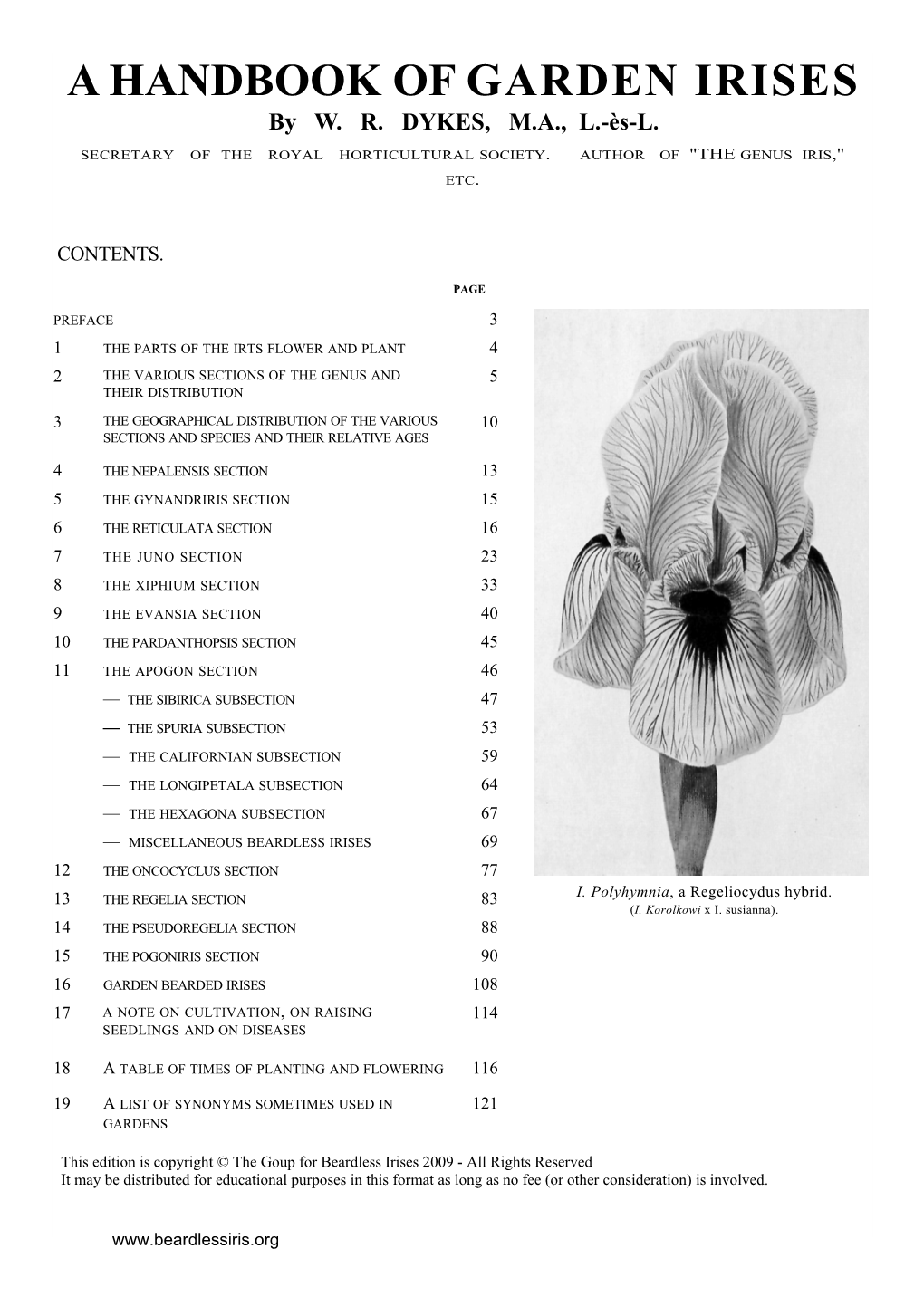 A HANDBOOK of GARDEN IRISES by W