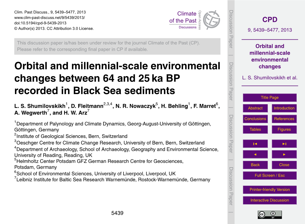 Orbital and Millennial-Scale Environmental Changes