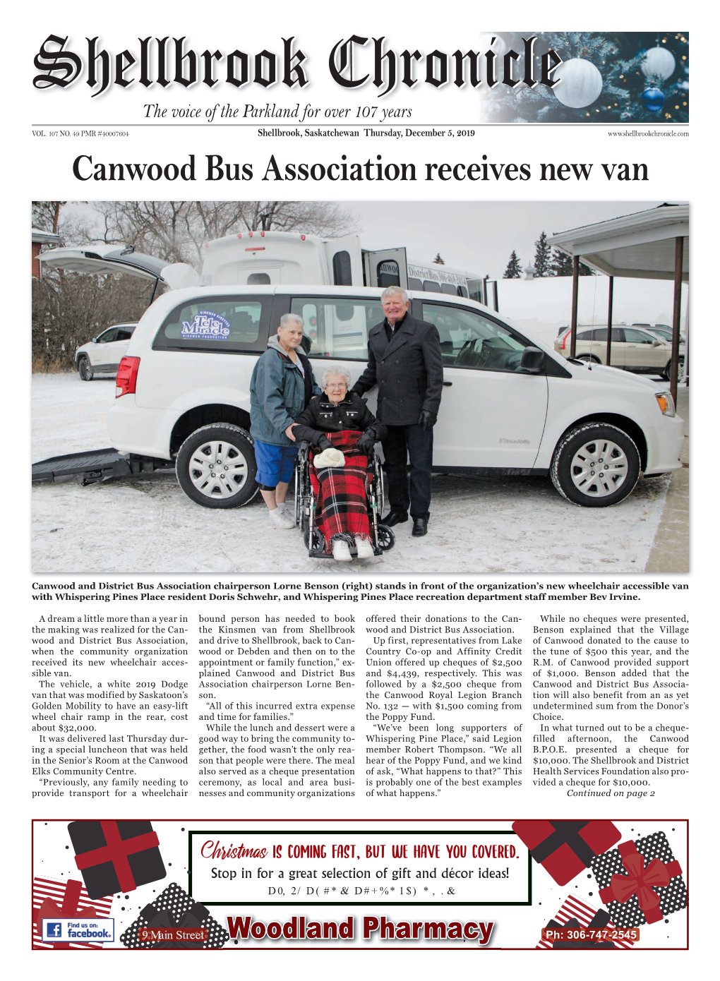 Canwood Bus Association Receives New Van
