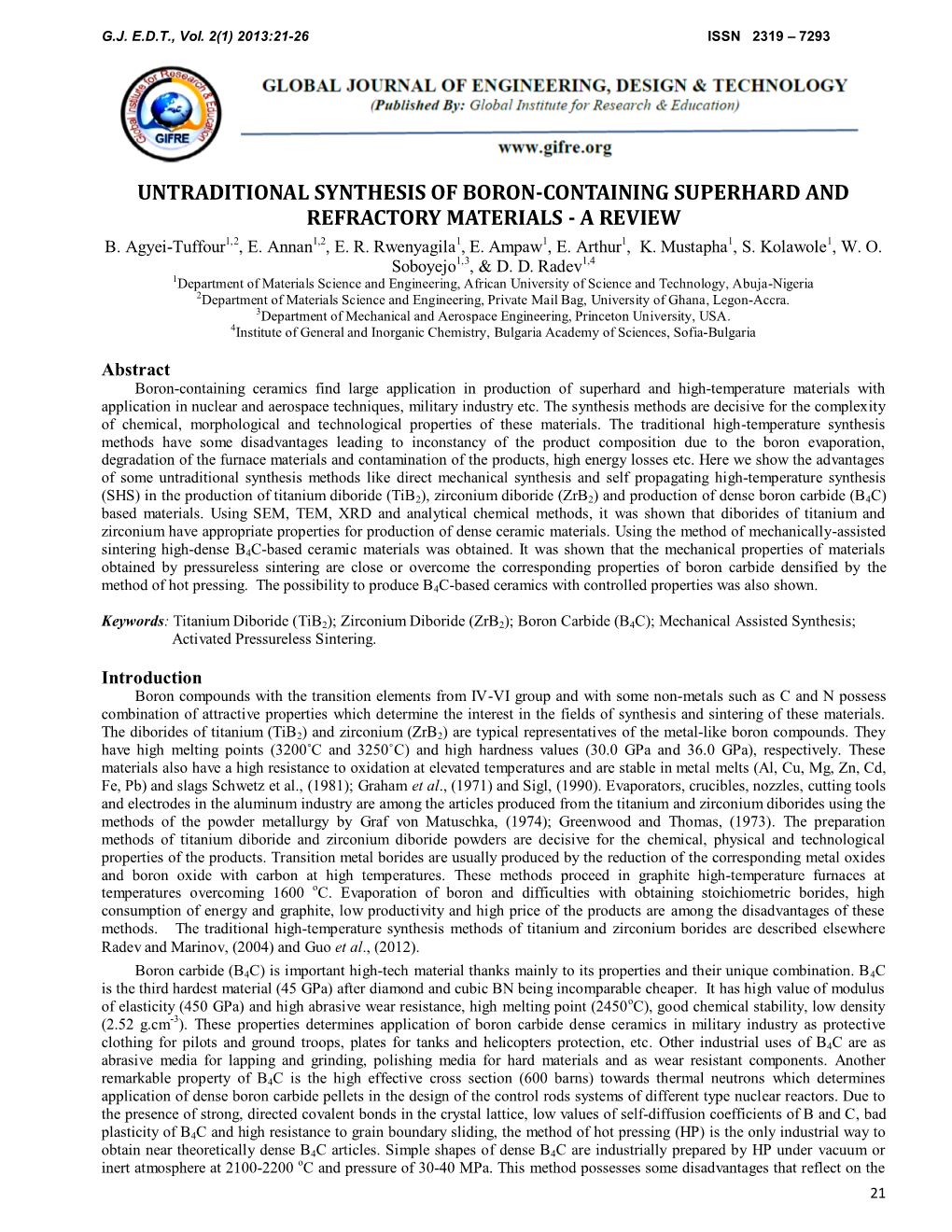 Untraditional Synthesis of Boron-Containing Superhard and Refractory Materials - a Review B