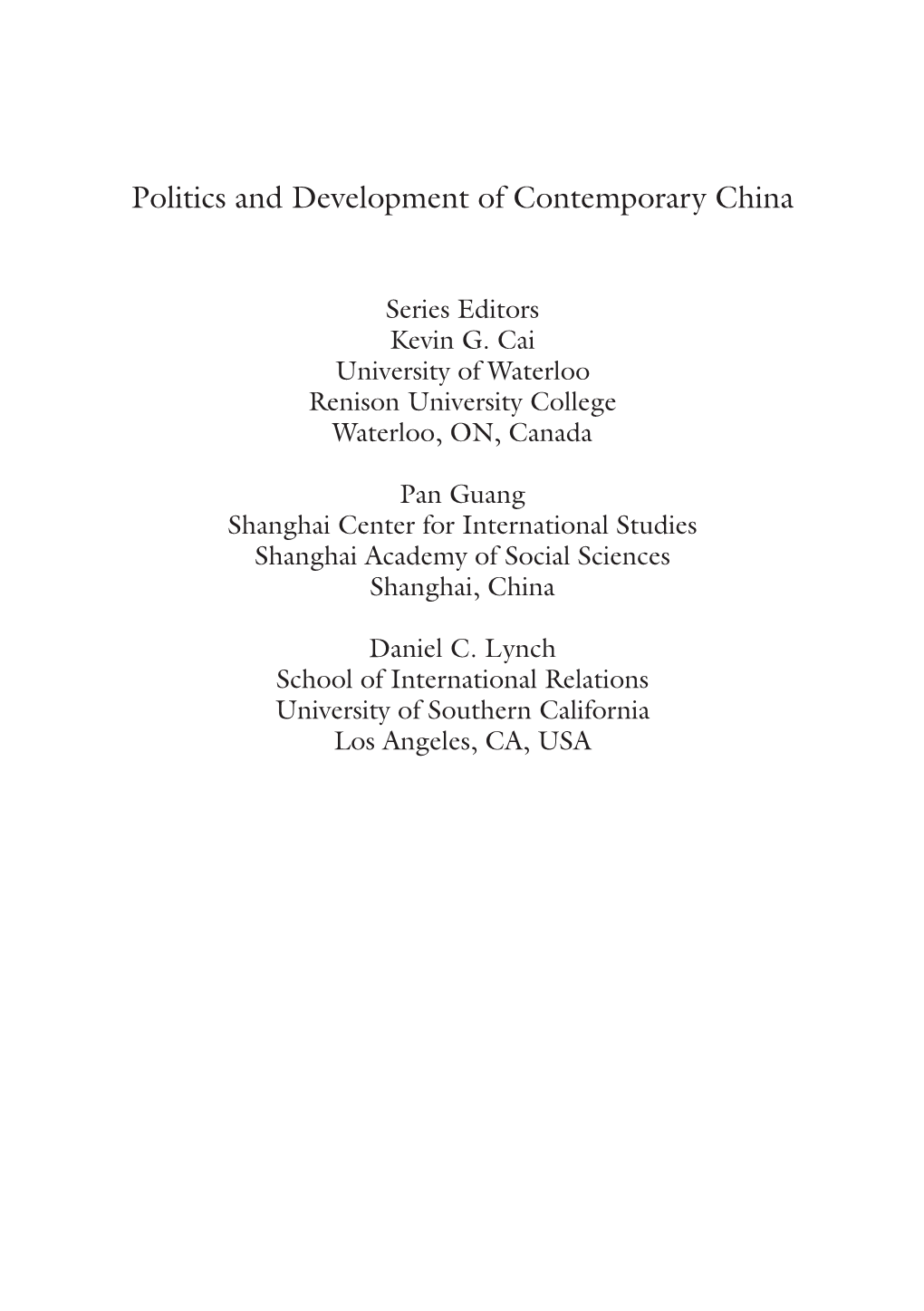 Politics and Development of Contemporary China