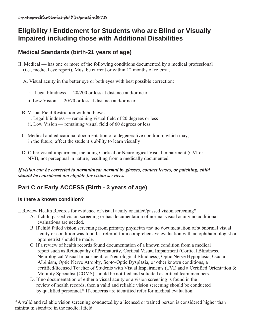 Iowa Expanded Core Curriculum (ECC) Resource Guide 2006