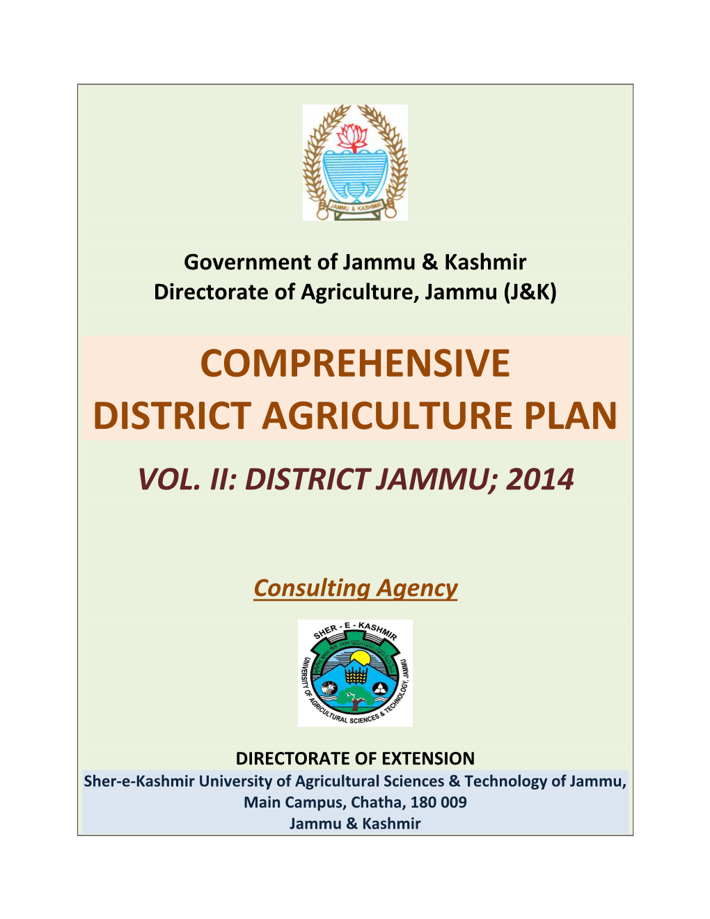 Comprehensive District Agriculture Plan