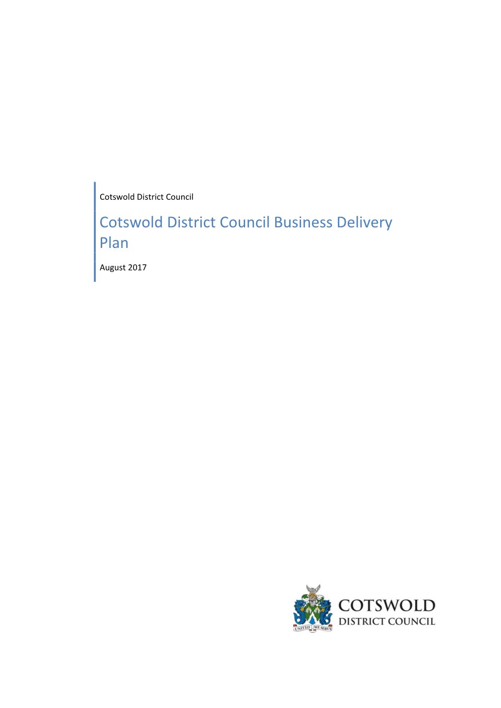 Cotswold District Council Business Delivery Plan August 2017