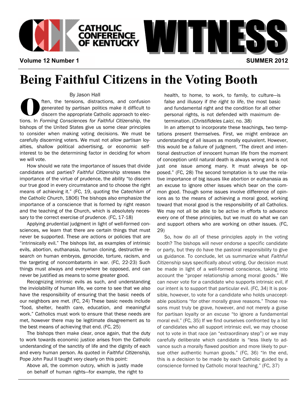 Being Faithful Citizens in the Voting Booth