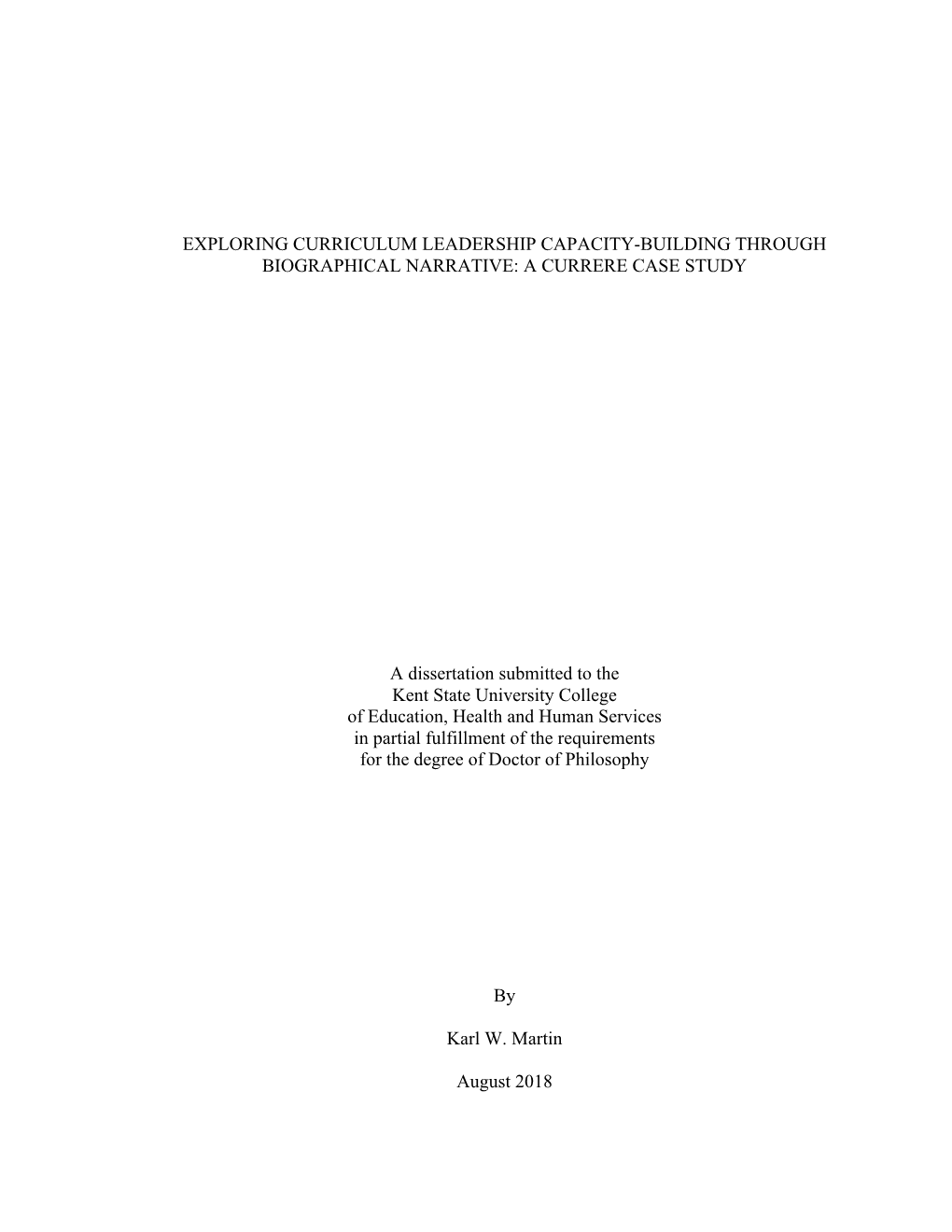 Exploring Curriculum Leadership Capacity-Building Through Biographical Narrative: a Currere Case Study