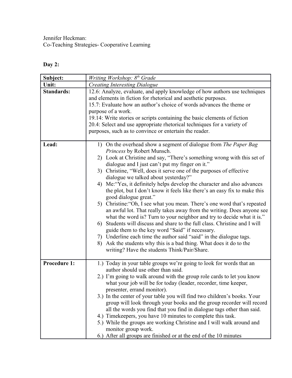 Co-Teaching Strategies- Cooperative Learning