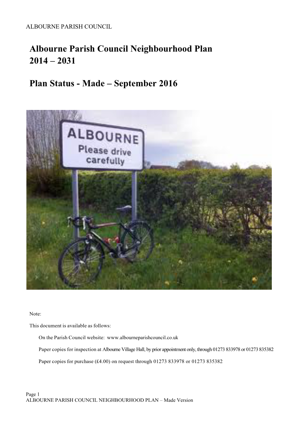 Albourne Parish Neighbourhood Plan