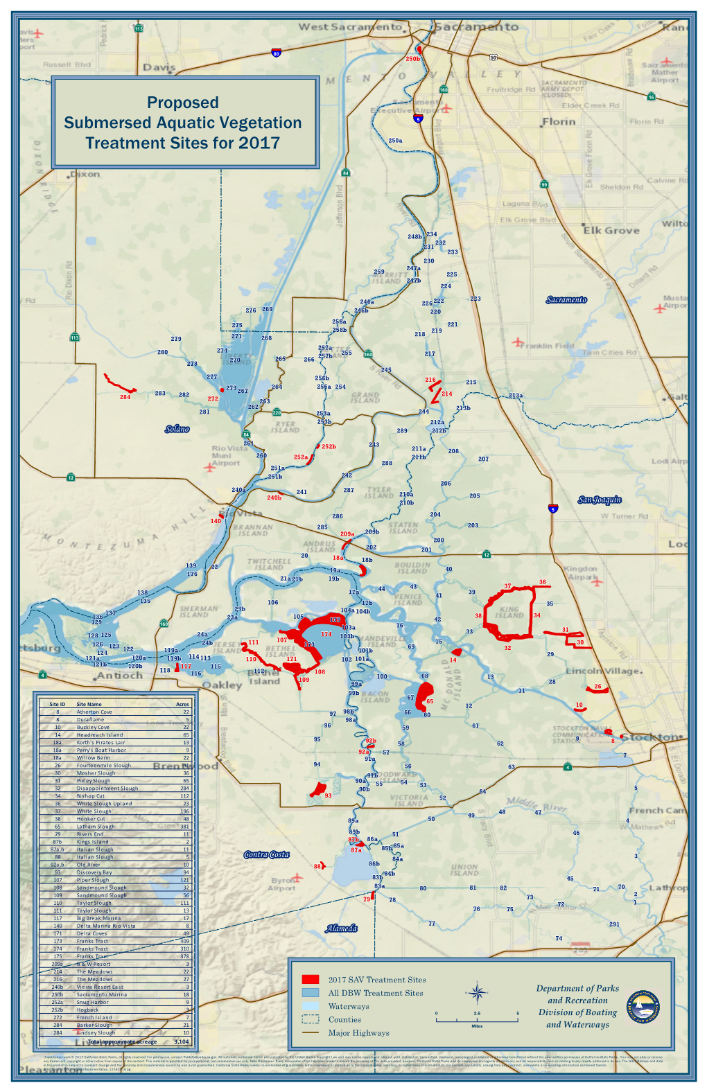 Proposed Submersed Aquatic Vegetation Treatment Sites for 2017