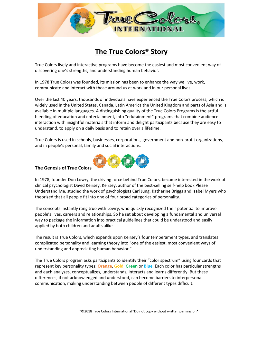 The True Colors® Story
