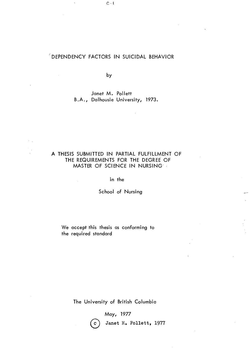 1 Dependency Factors in Suicidal