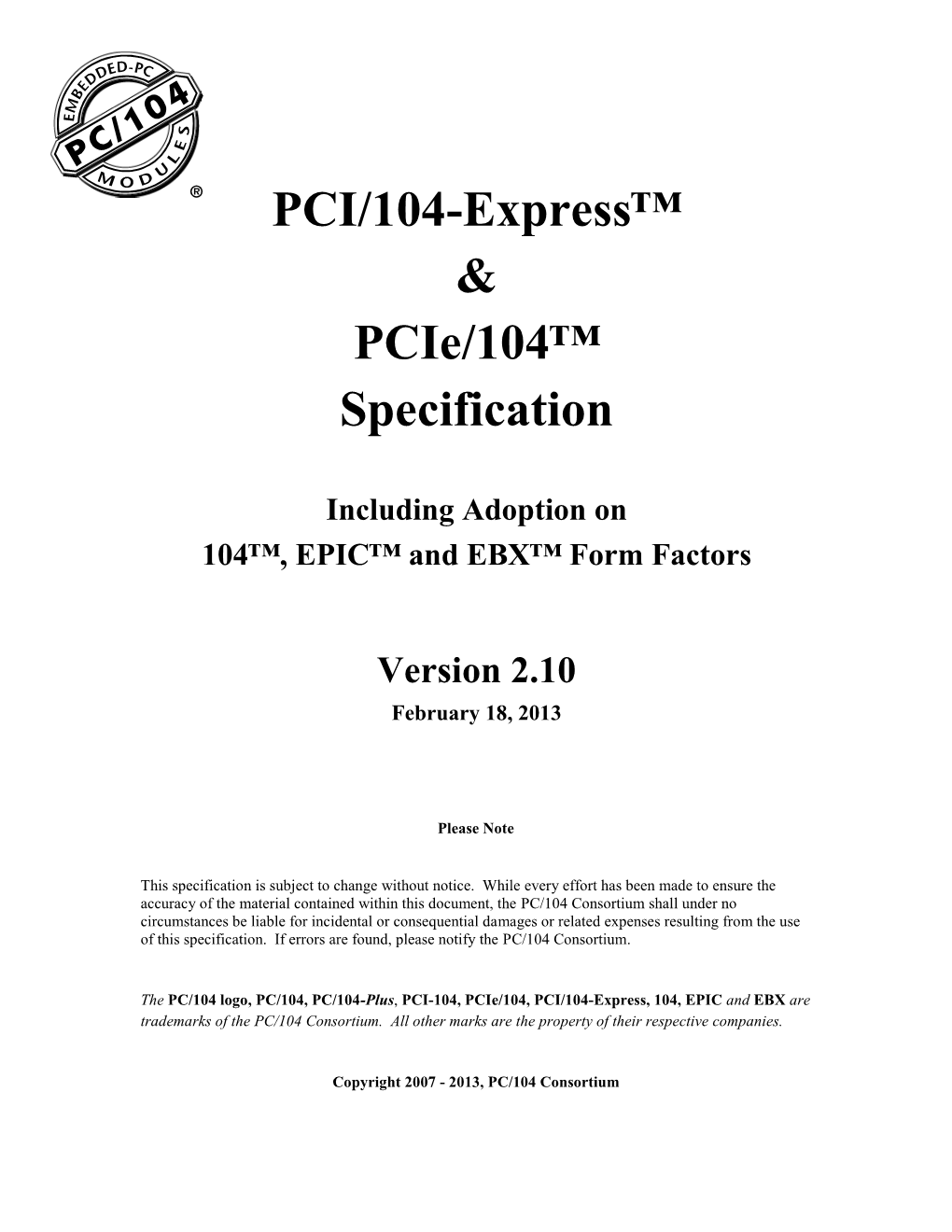 PCI/104-Express and Pcie/104 Specification