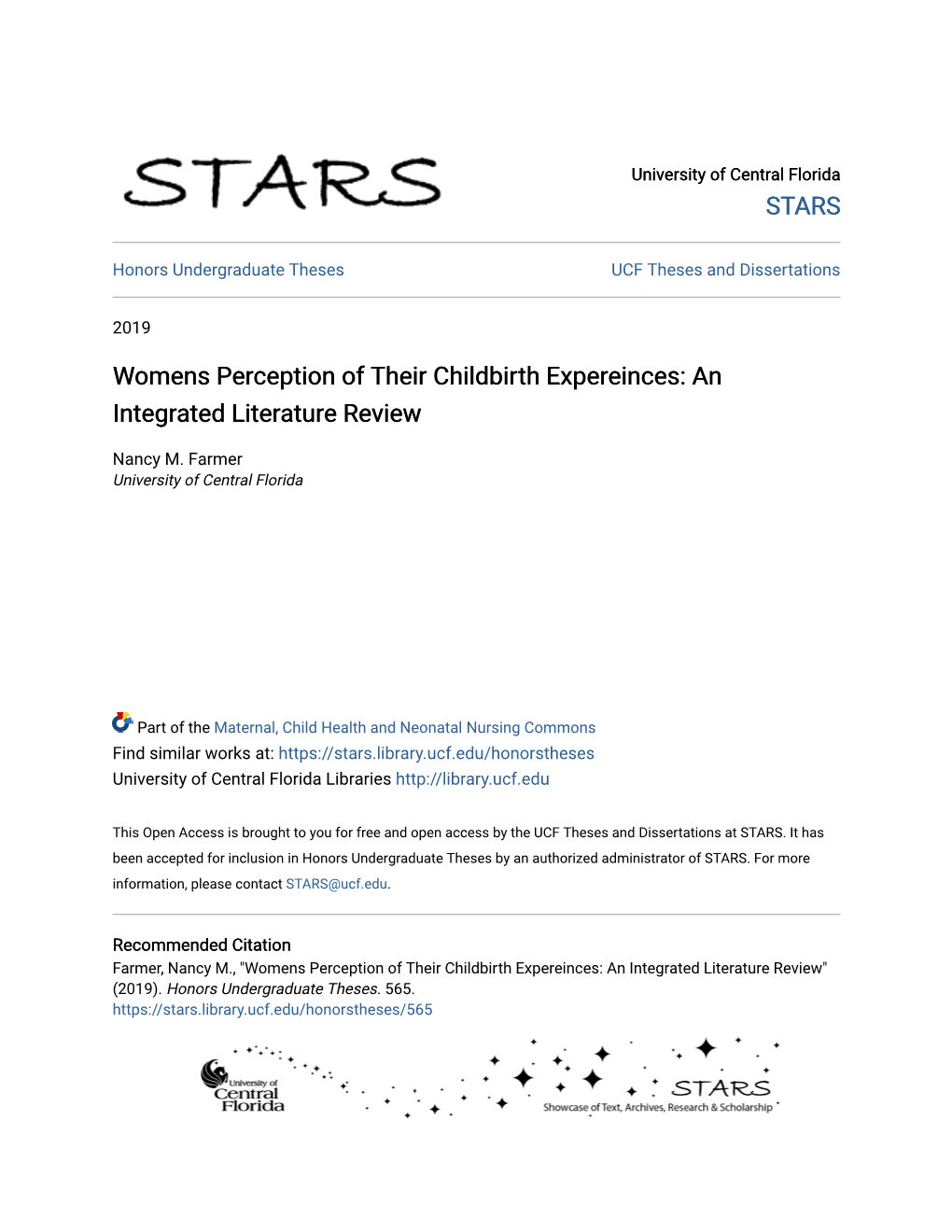 Womens Perception of Their Childbirth Expereinces: an Integrated Literature Review