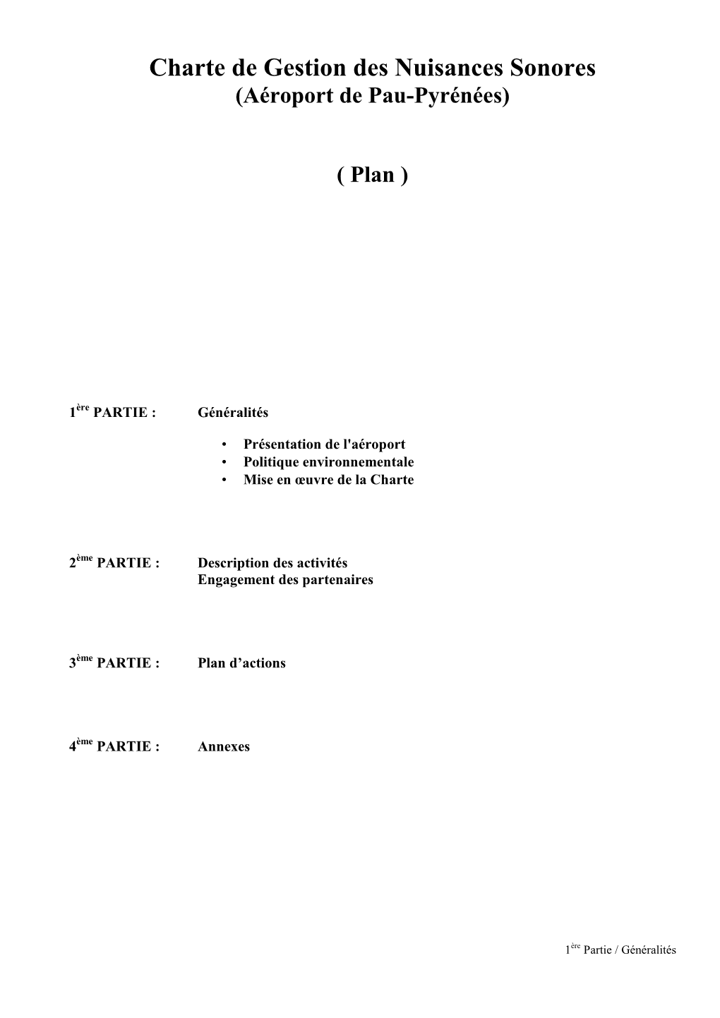 Charte De Gestion Des Nuisances Sonores (Aéroport De Pau-Pyrénées)