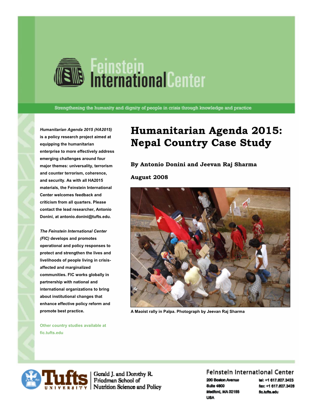 Humanitarian Agenda 2015: Nepal Country Case Study