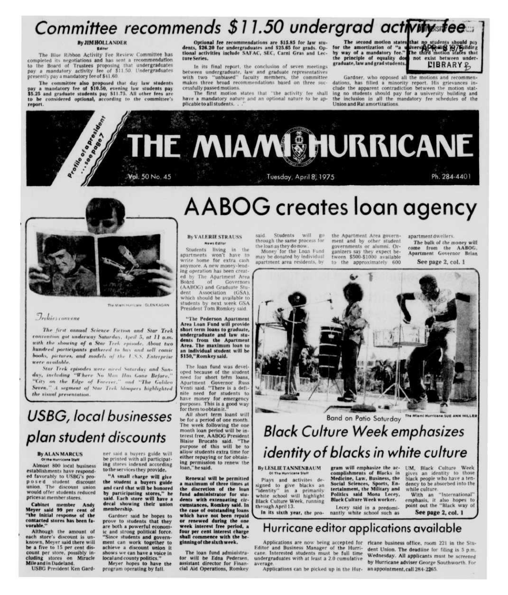 THE MIAMI* HURRICANE Editor Business Manoger It's ^Morally Right' 1