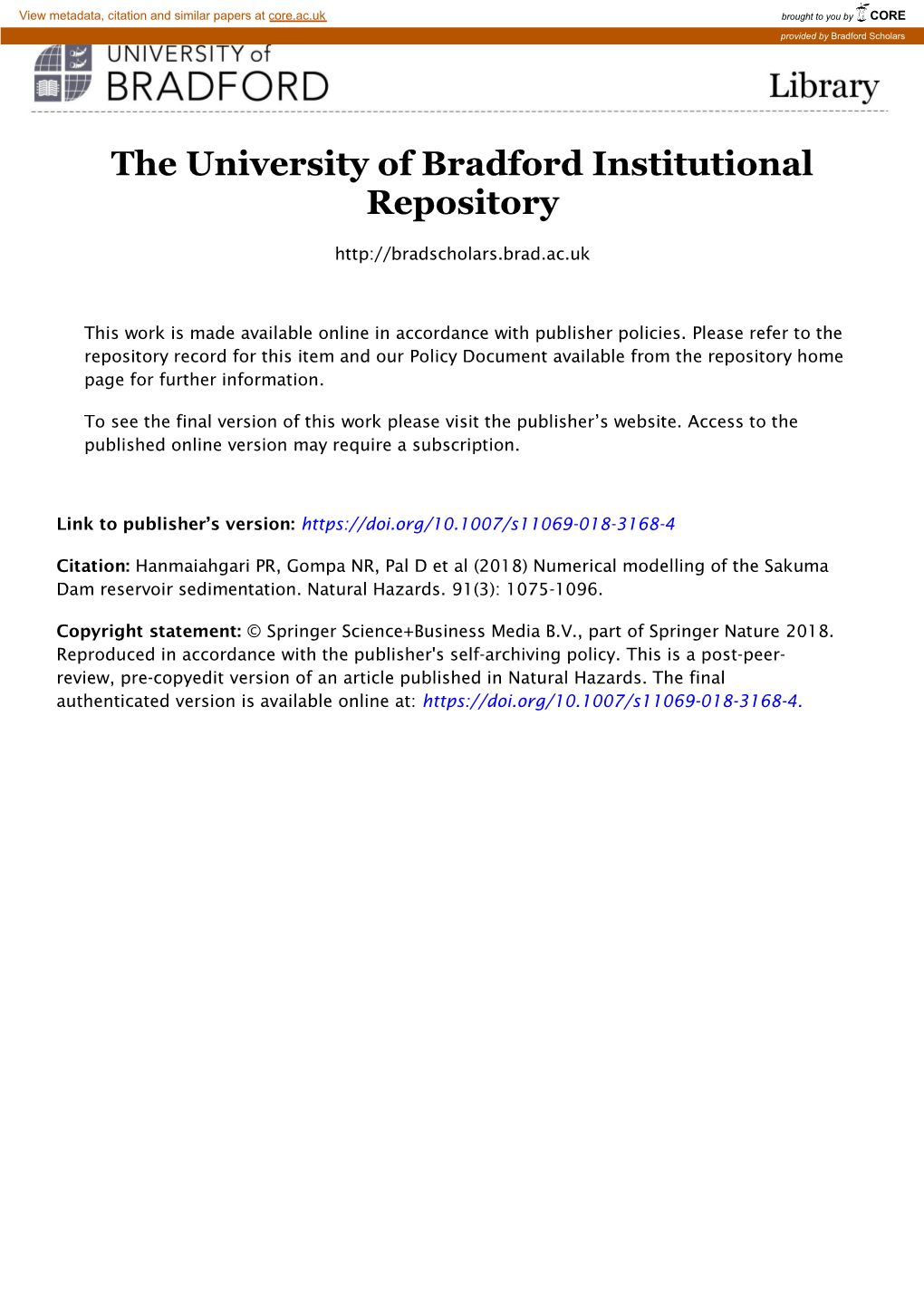 The University of Bradford Institutional Repository