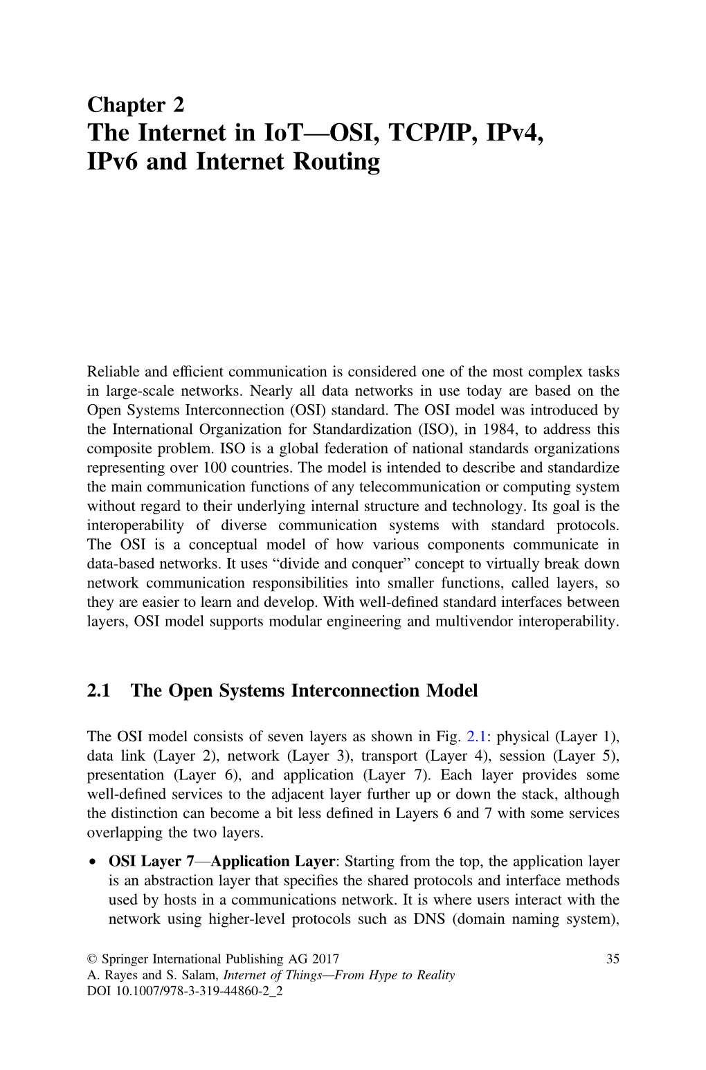 The Internet in Iot—OSI, TCP/IP, Ipv4, Ipv6 and Internet Routing