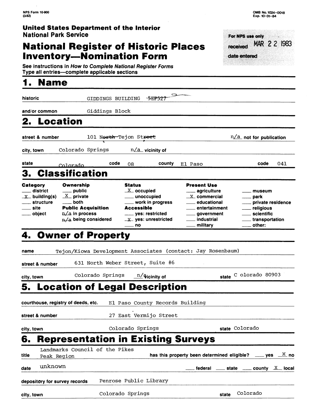 National Register of Historic Places Inventory—Nomination Form 1