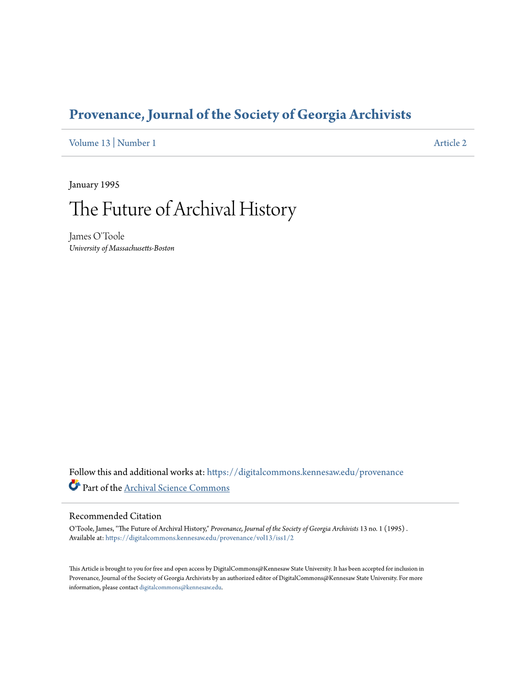 The Future of Archival History