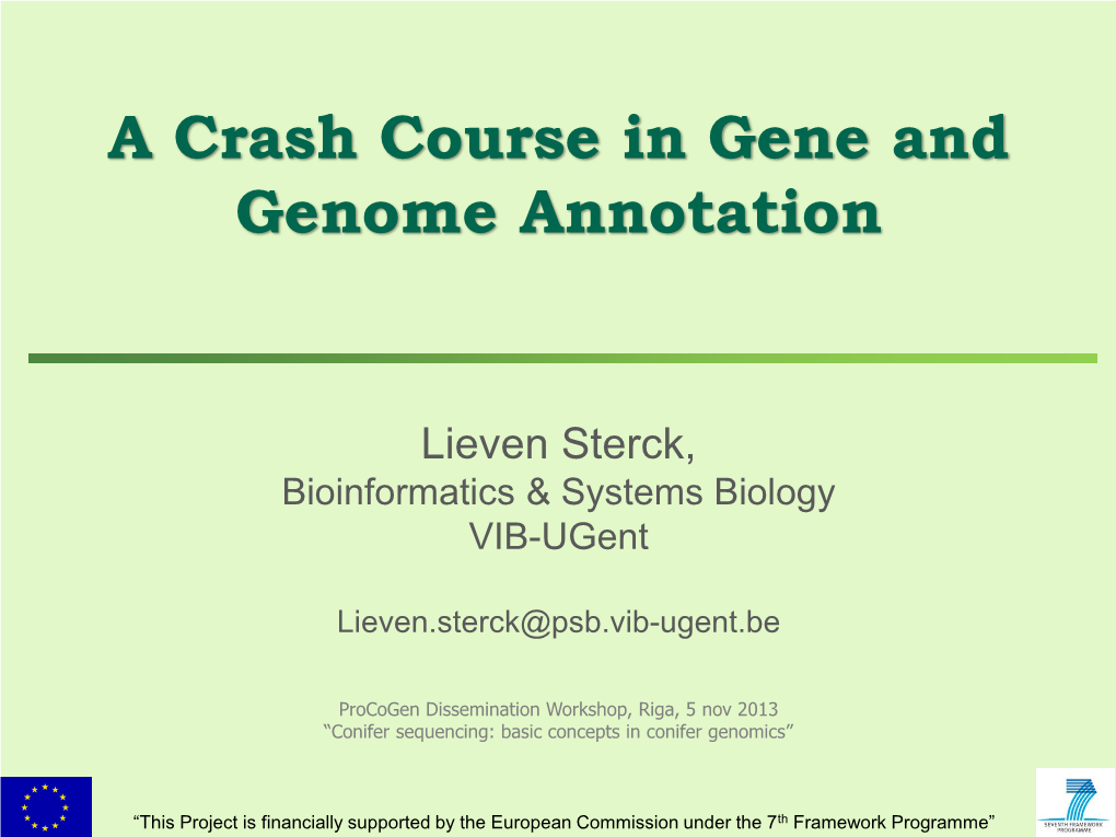 Gene Prediction and Genome Annotation