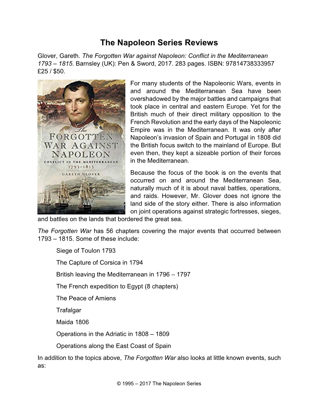 The Forgotten War Against Napoleon: Conflict in the Mediterranean 1793 – 1815