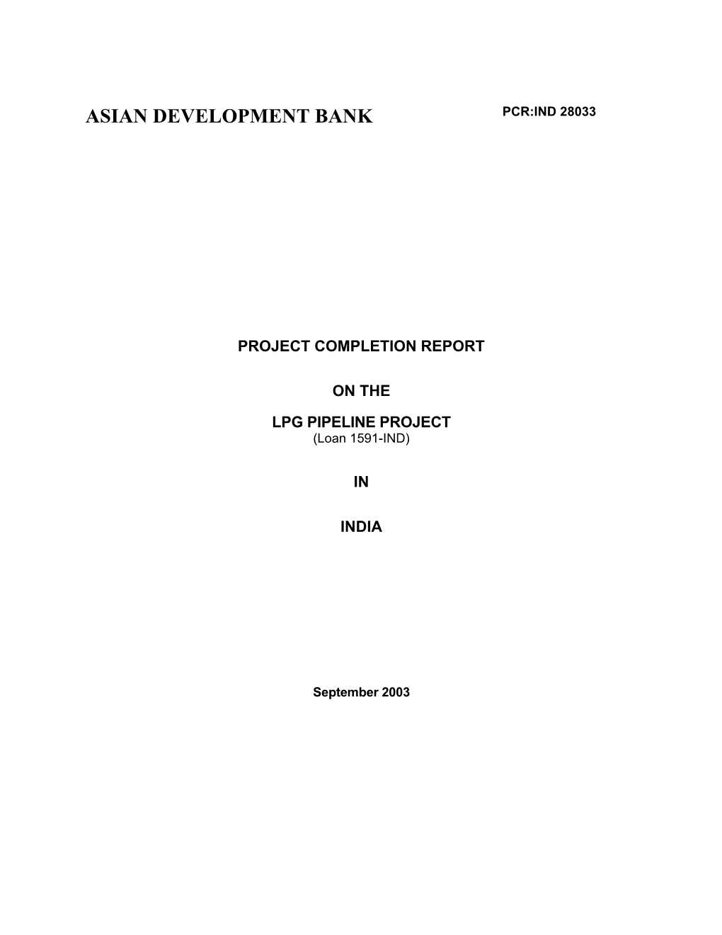 LPG PIPELINE PROJECT (Loan 1591-IND)