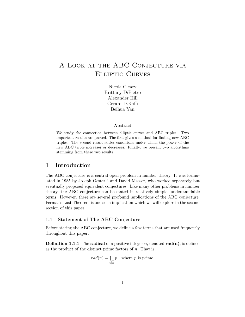 A Look at the ABC Conjecture Via Elliptic Curves