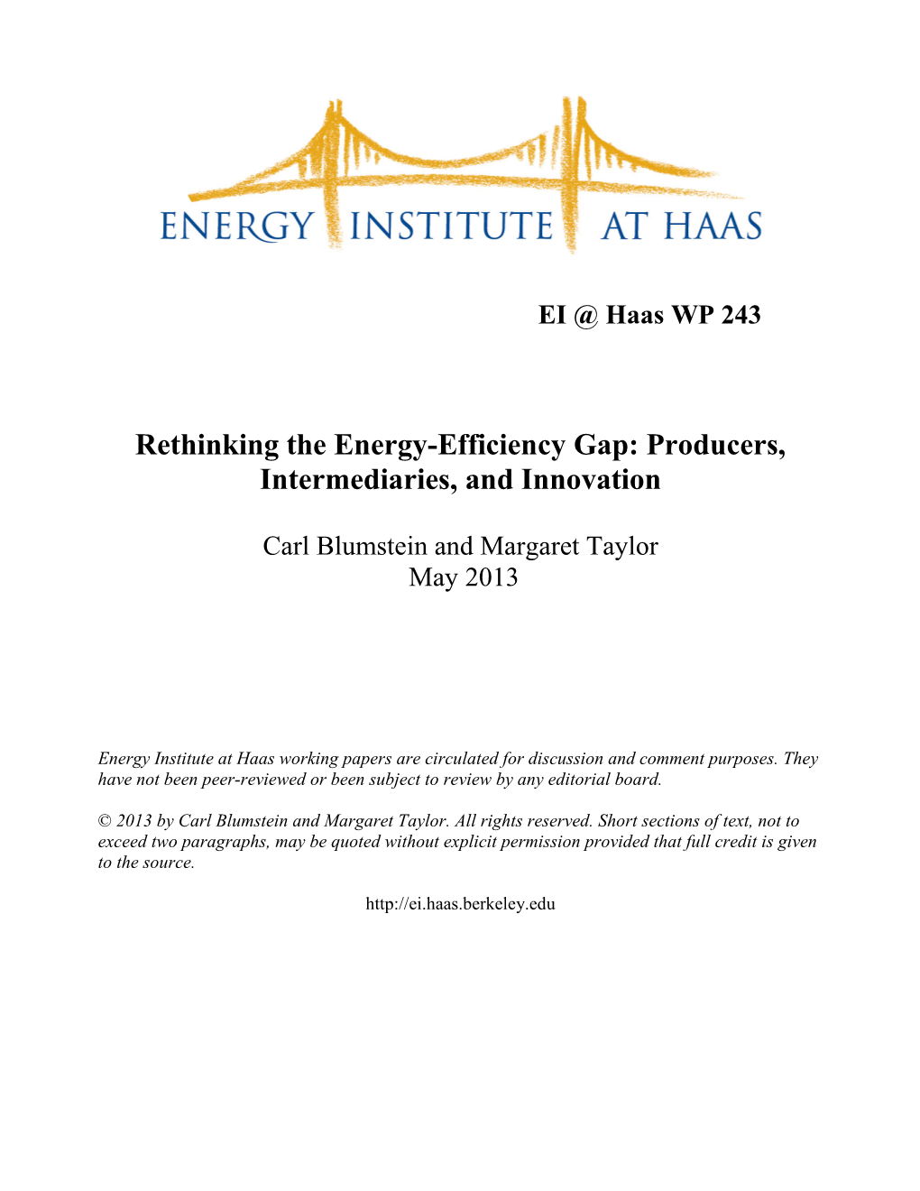 Rethinking the Energy-Efficiency Gap: Producers, Intermediaries, and Innovation