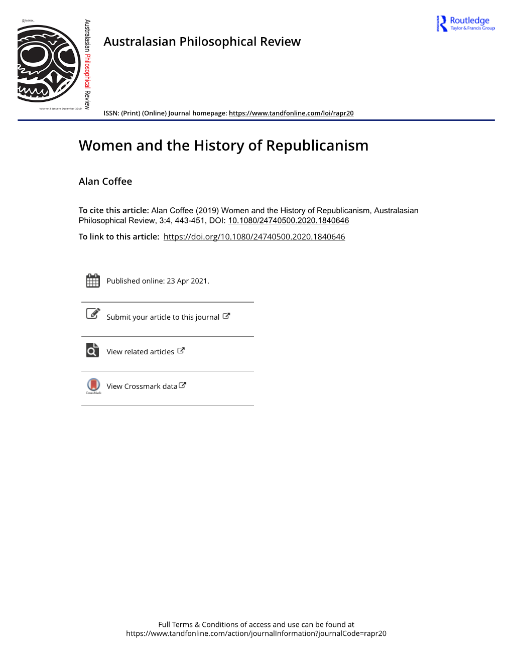 Women and the History of Republicanism