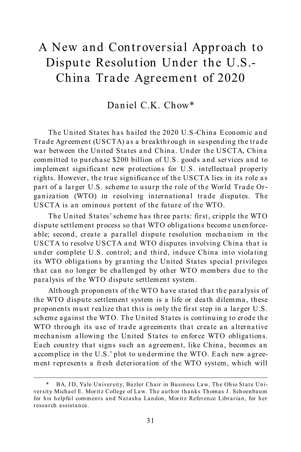 China Trade Agreement of 2020