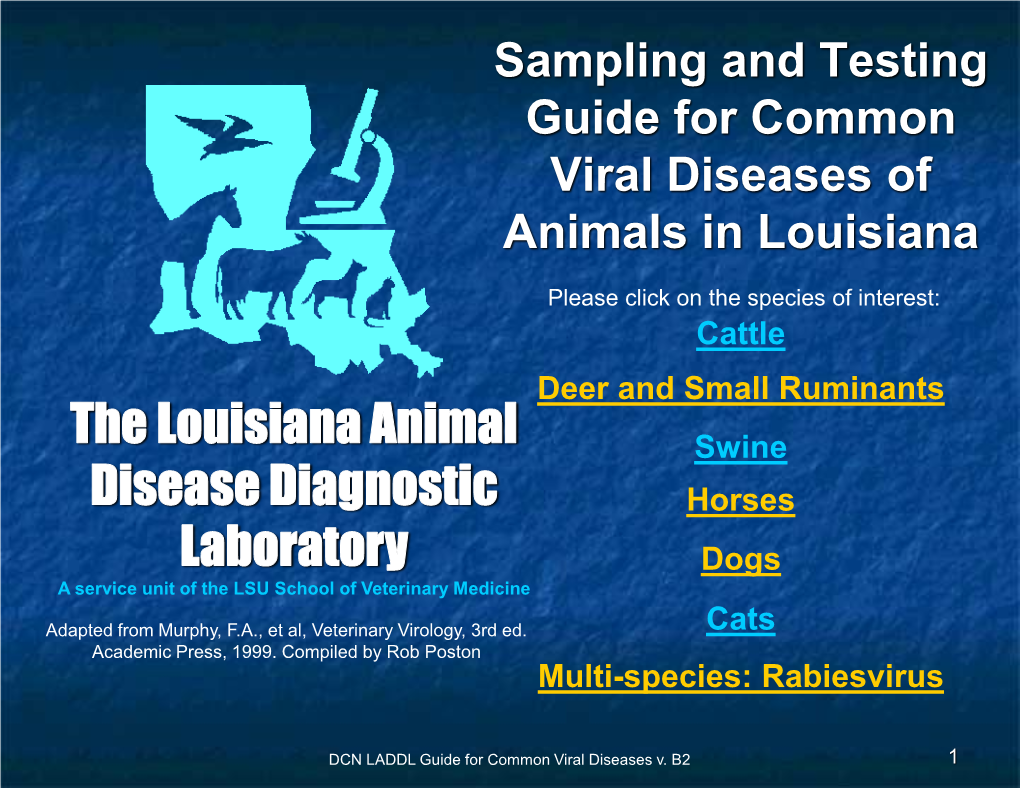 Guide for Common Viral Diseases of Animals in Louisiana