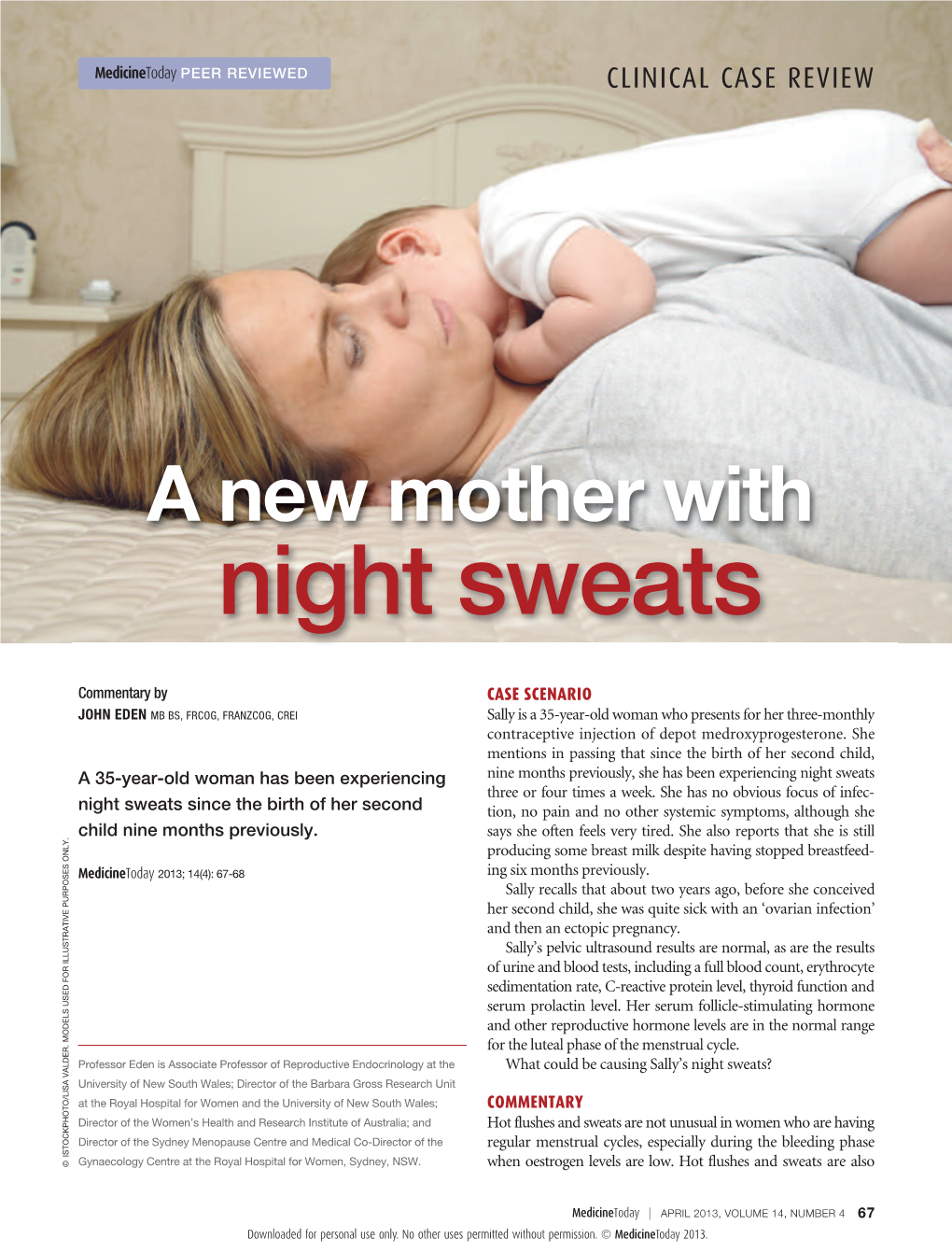 A New Mother with Night Sweats