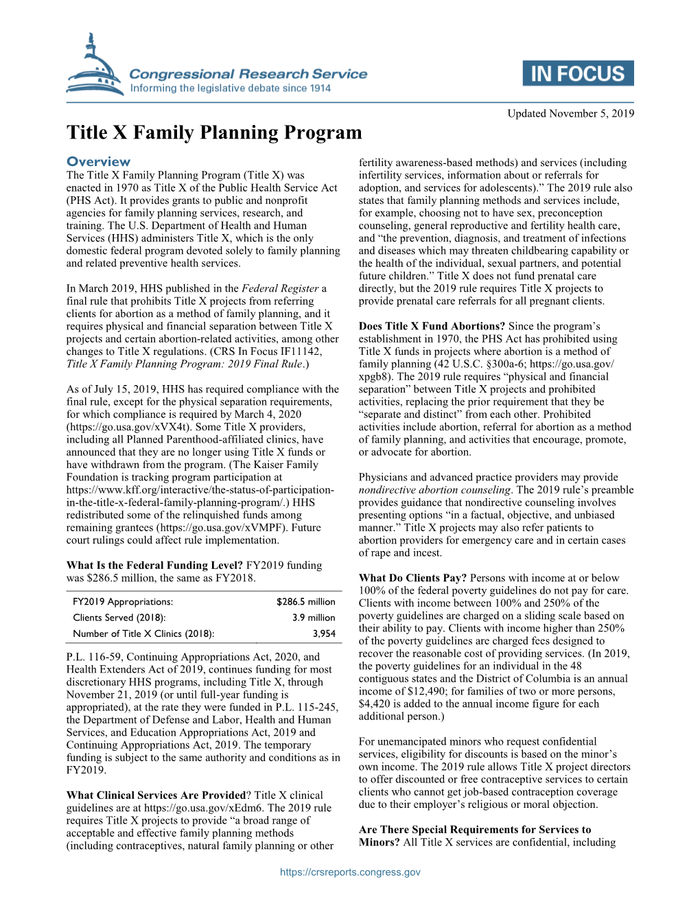 Title X Family Planning Program