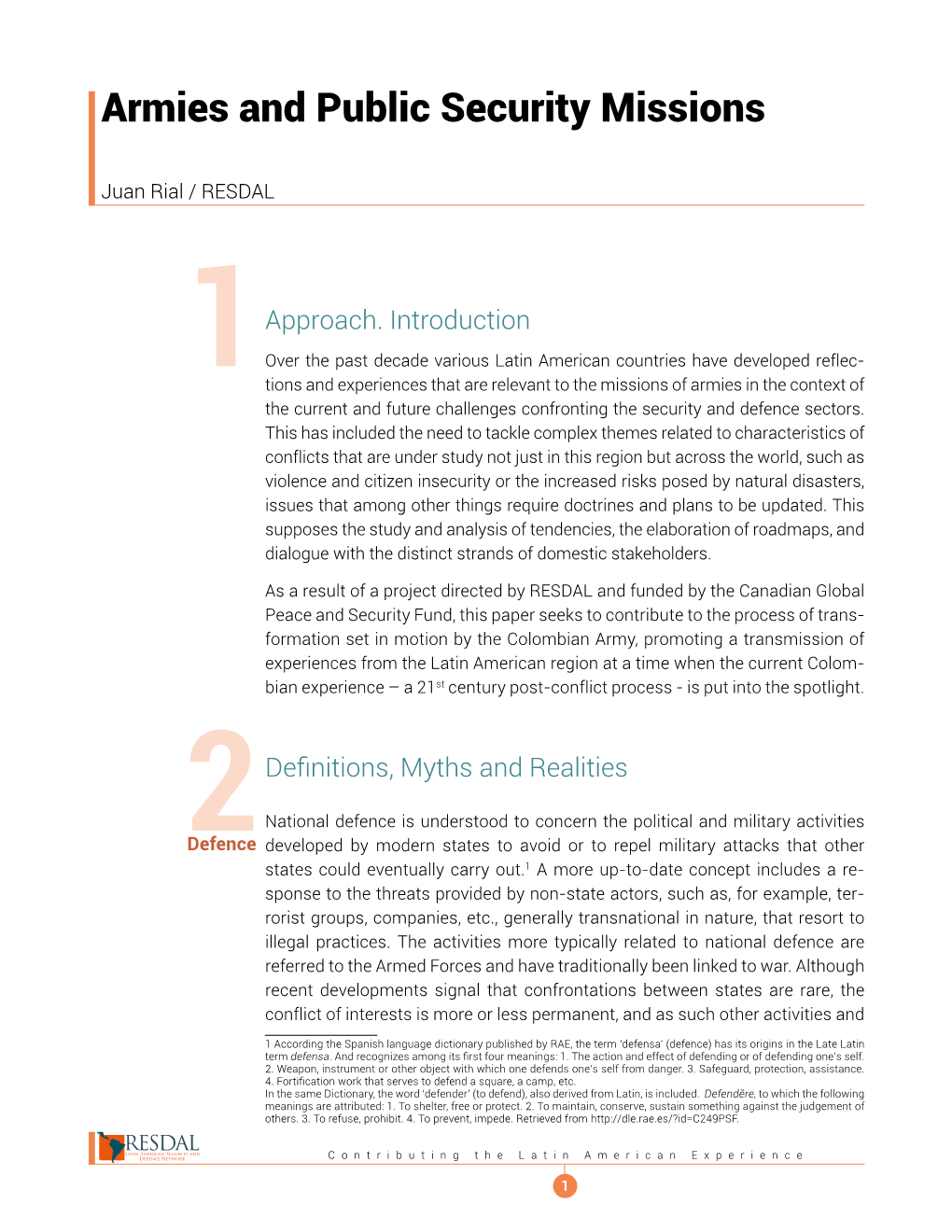 Armies and Public Security Missions Juan Rial