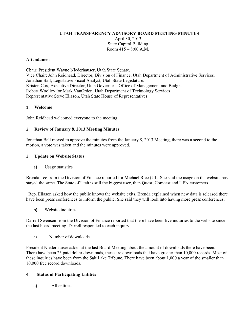 Utah Transparency Advisory Board Meeting Minutes